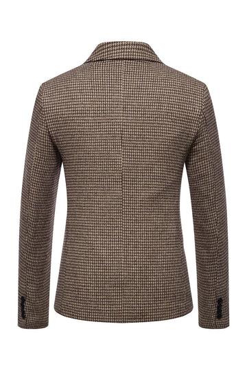 Khaki Plaid One Button Blazer Herr